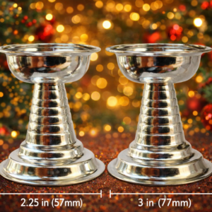 Pair of Traditional Silver-Plated Diya Set