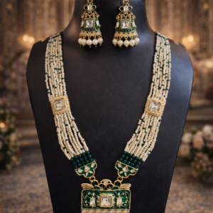 Handcrafted Pearl Beaded Necklace & Earrings Set