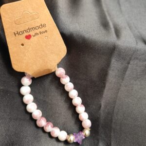 Handcrafted Beaded Bracelet Pink Marble Beads